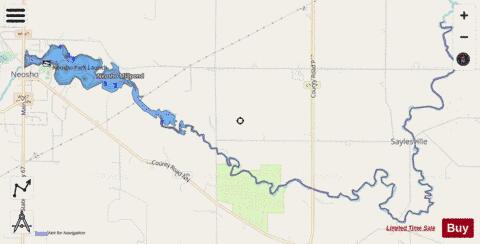 Neosho Mill Pond depth contour Map - i-Boating App - Streets