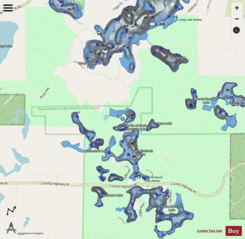 North of North Shattuck Lake depth contour Map - i-Boating App - Streets