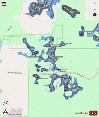 North Shattuck Lake depth contour Map - i-Boating App - Streets