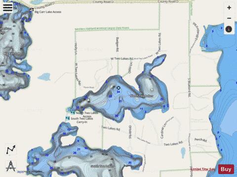 North Two Lakes depth contour Map - i-Boating App - Streets