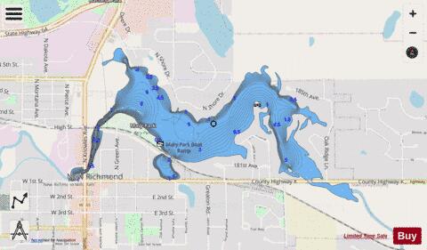 New Richmond Flowage depth contour Map - i-Boating App - Streets