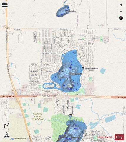 Paddock Lake depth contour Map - i-Boating App - Streets