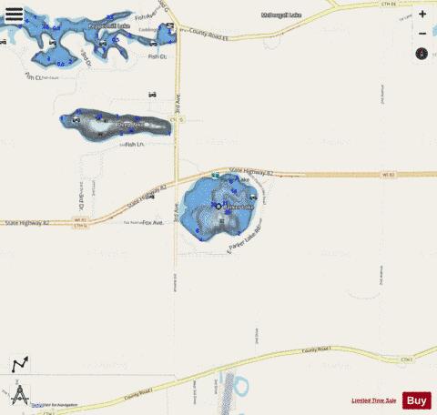 Parker Lake depth contour Map - i-Boating App - Streets