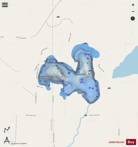 Patten Lake depth contour Map - i-Boating App - Streets