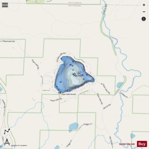 Paya Lake depth contour Map - i-Boating App - Streets