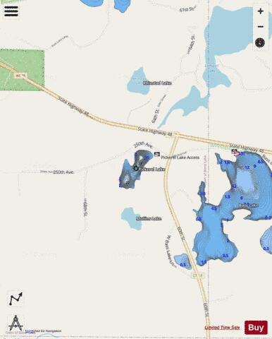 Pickerel Lake B depth contour Map - i-Boating App - Streets