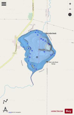 Pike Lake C depth contour Map - i-Boating App - Streets