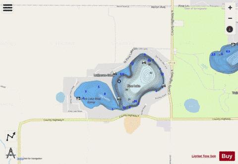 Pine Lake C depth contour Map - i-Boating App - Streets