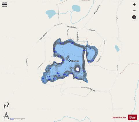 Pine Lake D depth contour Map - i-Boating App - Streets