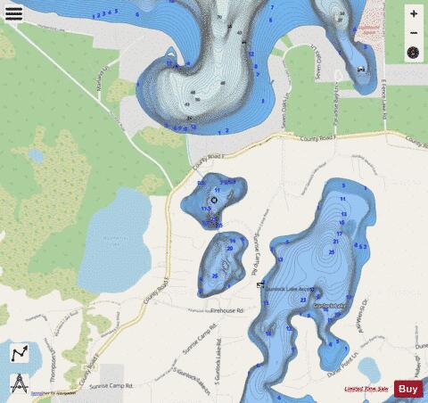 Placid Twin (North) Lake depth contour Map - i-Boating App - Streets