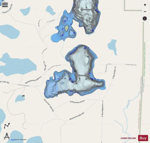 Plummer Lake depth contour Map - i-Boating App - Streets
