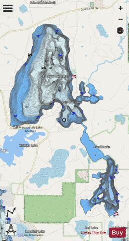 Presque Isle Lake depth contour Map - i-Boating App - Streets