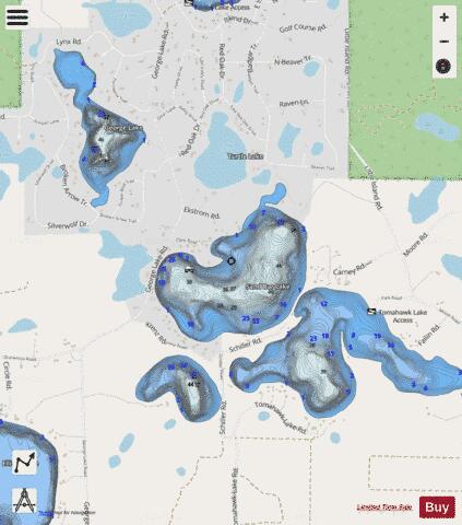 Sand Bar Lake depth contour Map - i-Boating App - Streets