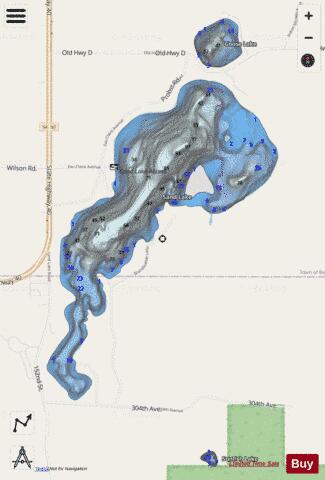 Sand Lake B depth contour Map - i-Boating App - Streets
