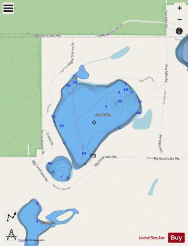 Sand Lake E depth contour Map - i-Boating App - Streets