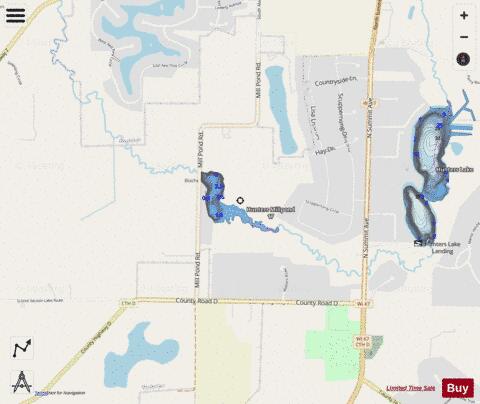 Scuppernong Creek Pond depth contour Map - i-Boating App - Streets
