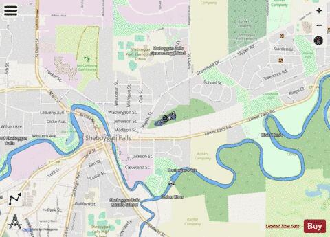 Sheboygan Falls Quarry depth contour Map - i-Boating App - Streets