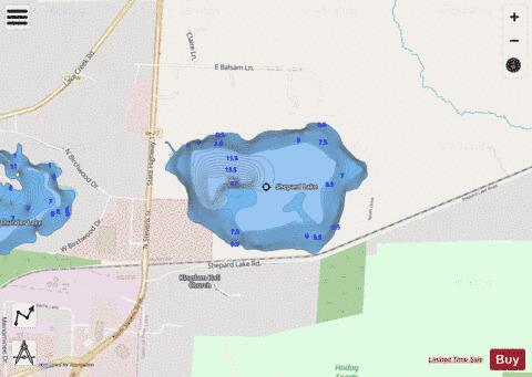 Shepard Lake depth contour Map - i-Boating App - Streets