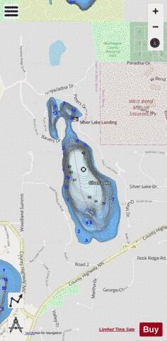 Silver Lake  Paradise Valley depth contour Map - i-Boating App - Streets