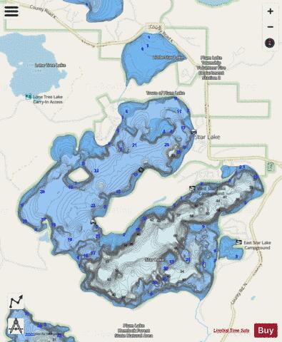 Star Lake + Little Star Lake depth contour Map - i-Boating App - Streets
