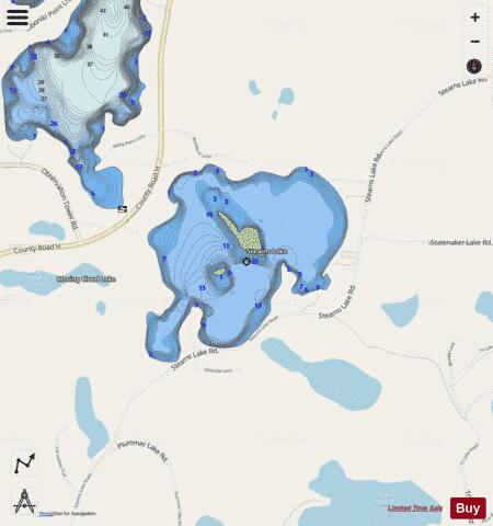 Stearns Lake depth contour Map - i-Boating App - Streets