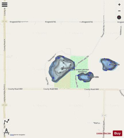 Sunset Lake depth contour Map - i-Boating App - Streets