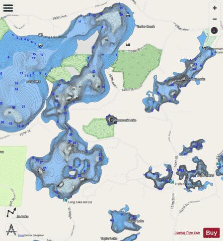 Tamarack Lake depth contour Map - i-Boating App - Streets