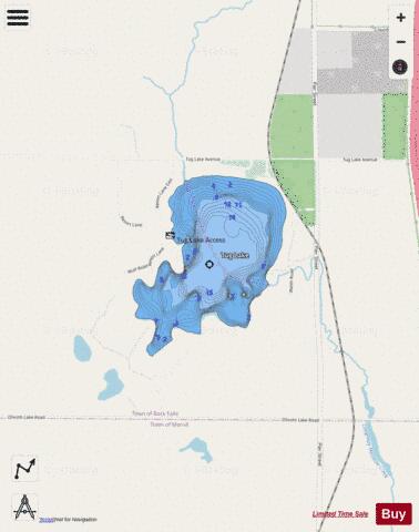 Tug Lake depth contour Map - i-Boating App - Streets