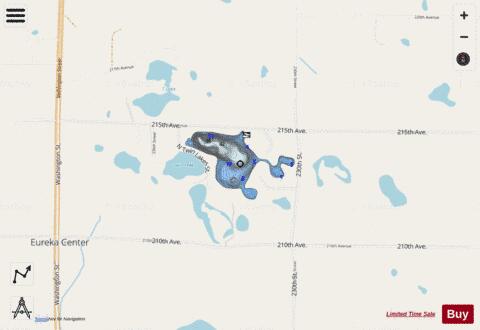 Twin Lakes C depth contour Map - i-Boating App - Streets