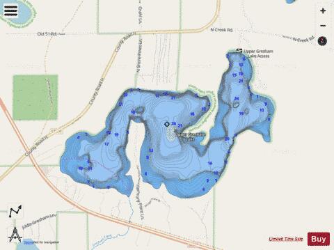 Upper Gresham Lake depth contour Map - i-Boating App - Streets