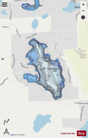 Upper Kaubashine Lake depth contour Map - i-Boating App - Streets