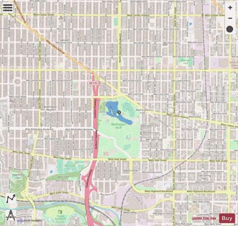 Washington Park Pond depth contour Map - i-Boating App - Streets
