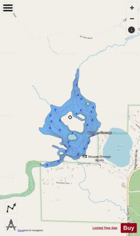 Waupee Flowage depth contour Map - i-Boating App - Streets
