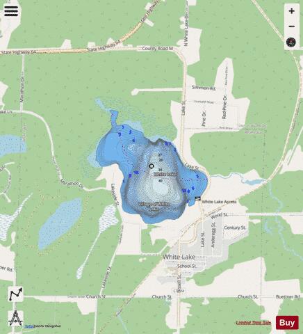 White Lake B depth contour Map - i-Boating App - Streets