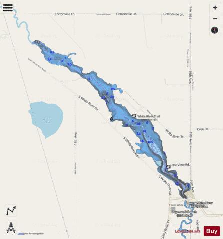 Lower White River Pond depth contour Map - i-Boating App - Streets