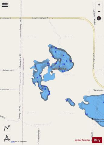 Wilkerson Lake depth contour Map - i-Boating App - Streets