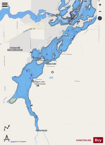 Wilson Lake B depth contour Map - i-Boating App - Streets