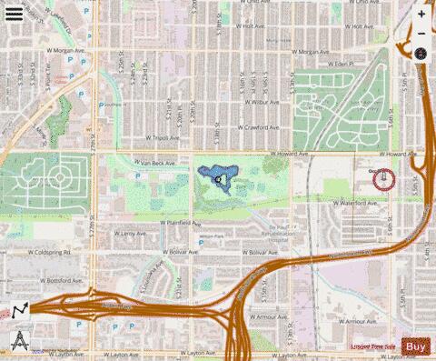 Wilson Park Pond depth contour Map - i-Boating App - Streets