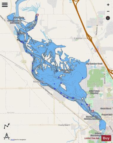 Wisconsin River Flowage depth contour Map - i-Boating App - Streets
