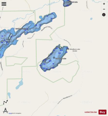 Woodbury Lake depth contour Map - i-Boating App - Streets