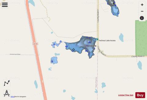 Yechout Lake depth contour Map - i-Boating App - Streets