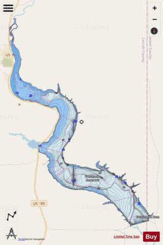 Fontenelle Reservoir depth contour Map - i-Boating App - Streets
