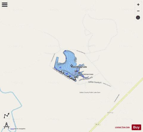 Dallas County Public Fishing Lake depth contour Map - i-Boating App - Streets