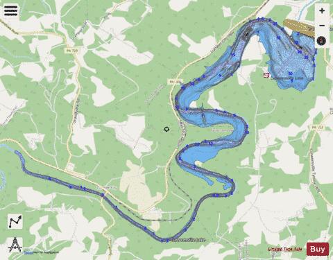 Curwensville Lake depth contour Map - i-Boating App - Streets