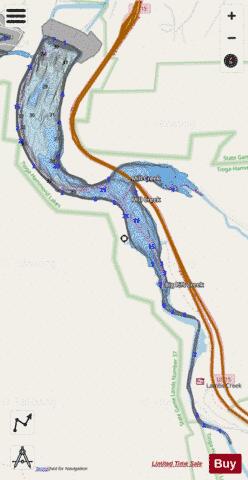 Tioga Reservoir depth contour Map - i-Boating App - Streets