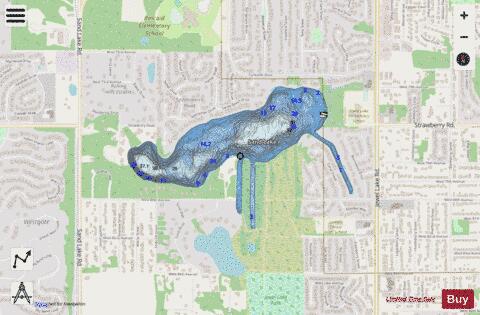 Sand Lake depth contour Map - i-Boating App - Streets