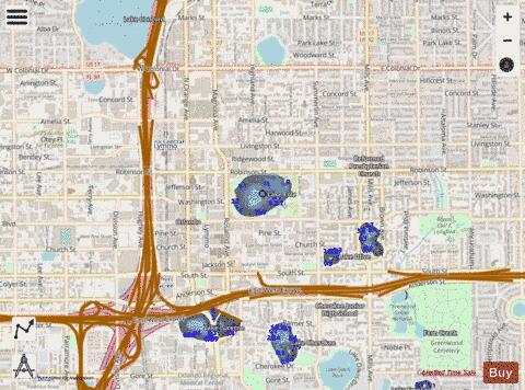 Lake Eola depth contour Map - i-Boating App - Streets