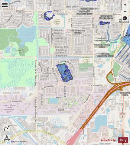 Prince Hall Park Lake depth contour Map - i-Boating App - Streets
