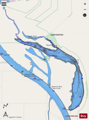 Snyder Bend Lake depth contour Map - i-Boating App - Streets