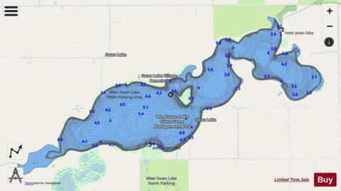 Swan Lake depth contour Map - i-Boating App - Streets